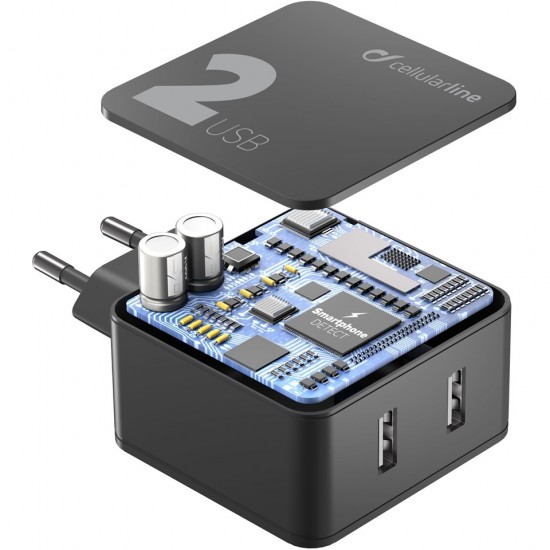 Chargeur USB 2 ports 5w/12w Smartphone DETECT 1.0