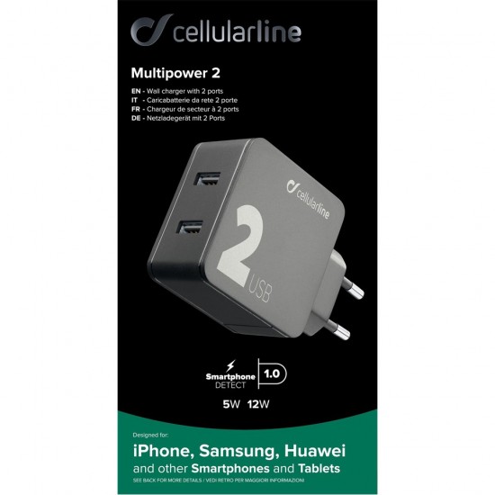 Chargeur USB 2 ports 5w/12w Smartphone DETECT 1.0