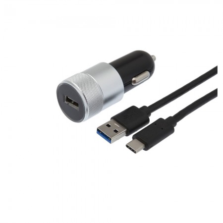 Chargeur USB allume cigare 2,1A + Câble USB 3.0 Type-C