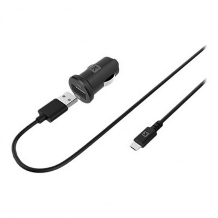 Chargeur allume-cigare noir 1 USB 2.4 A + câble micro USB