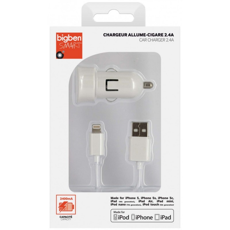 Chargeur allume cigare 2,4A cable Lighting