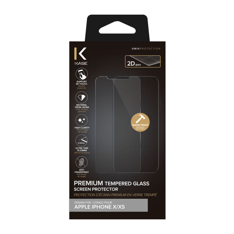 Protection d'écran en verre trempé pour Apple iPhone X/XS