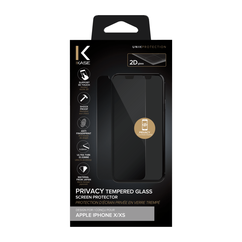 Protection d'écran Privée en verre trempé pour Apple iPhone X/XS