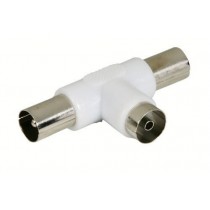 Fiche T coaxiale 1 port Femelle 9.52 mm et 2 ports Mâle 9.52 mm