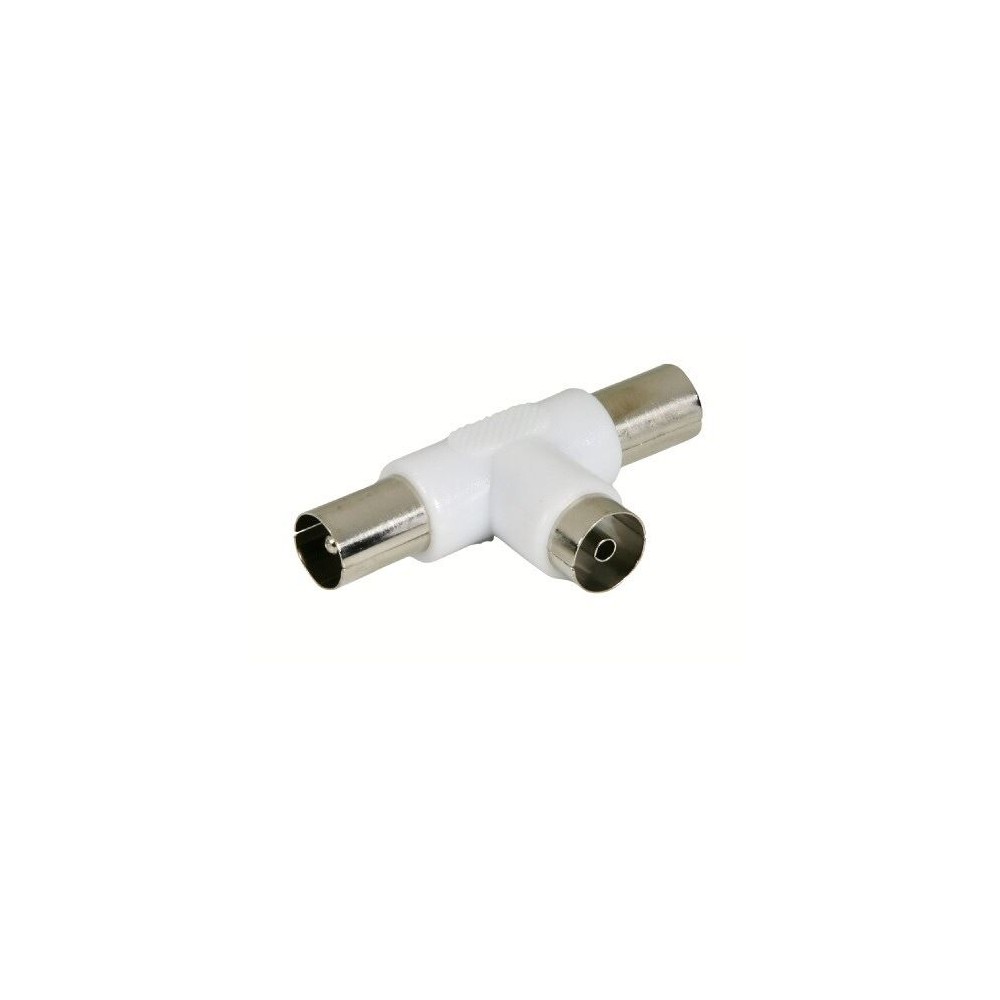 Fiche T coaxiale 1 port Femelle 9.52 mm et 2 ports Mâle 9.52 mm