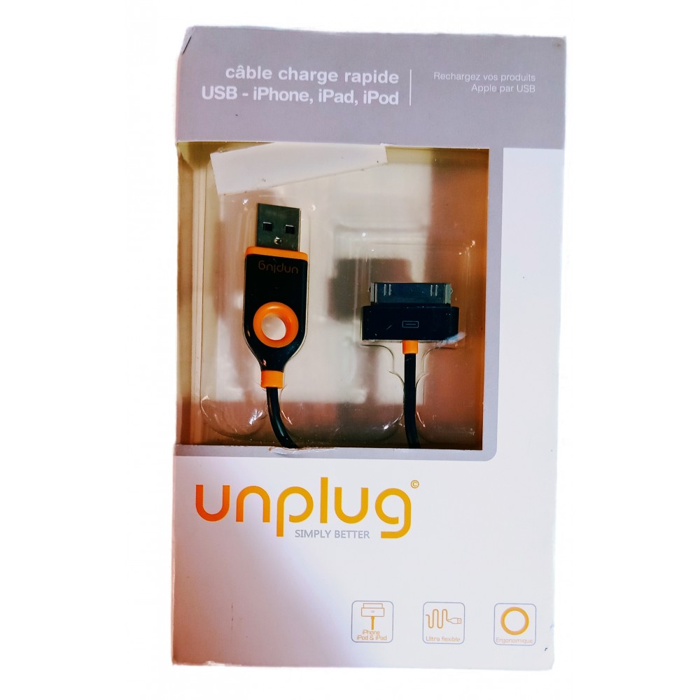 Câble charge rapide USB - iPhone - iPad iPod 90cm